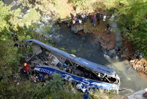Bus plunges in water