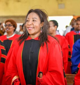 Hon. Agnes Kagure during her doctorate graduation