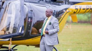 DP. Gachagua jets from his private chopper during Nyeri event