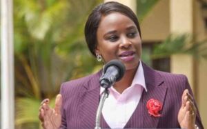 Kanze Dena gestures during a past media presser