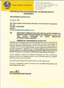 Leaked confidential document from Kenya Airways Authority 