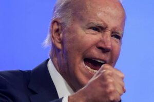 US President Joe Biden gestures during a past rally