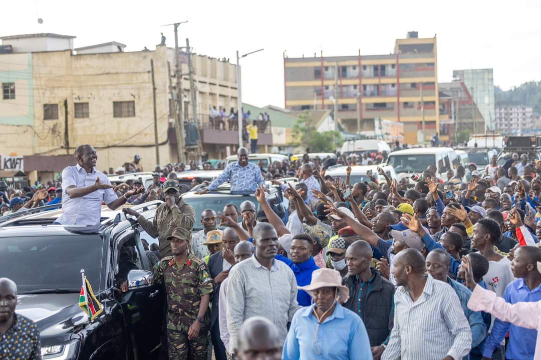 Pres William Ruto and his Deputy President Hon Rigathi Gachagua during Migori tour on August 28. Photo: William Ruto Source: Facebook 