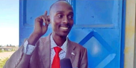 Slain Meru Blogger Daniel Muthiani speaking to the media. Photo: Weru TV (X)