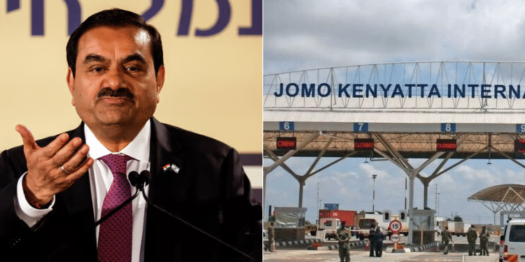 Adani Group boss (L), JKIA (R) Photo: Citizen Digital Source: Facebook 